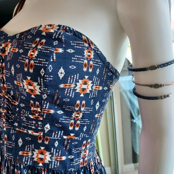 Navy Aztec print Romper Dress by BeBop: This is a junior brand: Size M - Picture 2 of 9